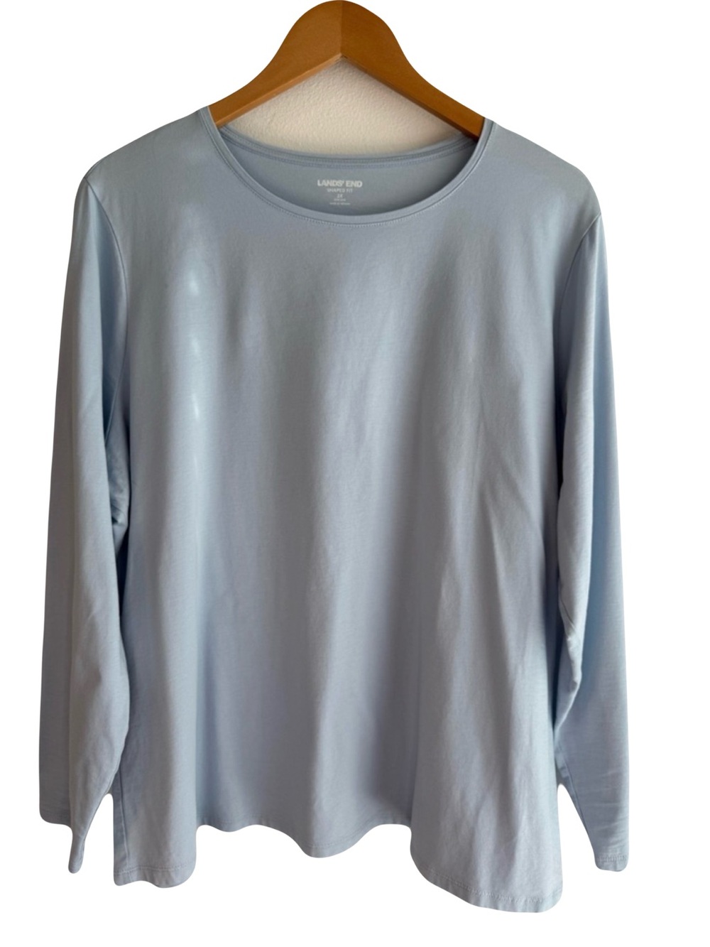 Lands' End Light Blue Long Sleeve Tee - Crewneck 2X